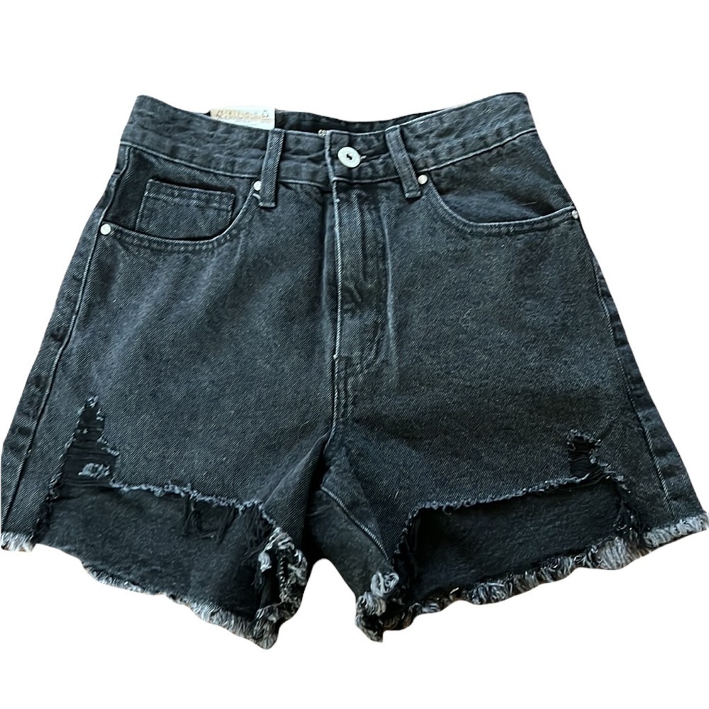 NEW COTTON-ON BLACK FRAYED JEAN SHORTS size 2